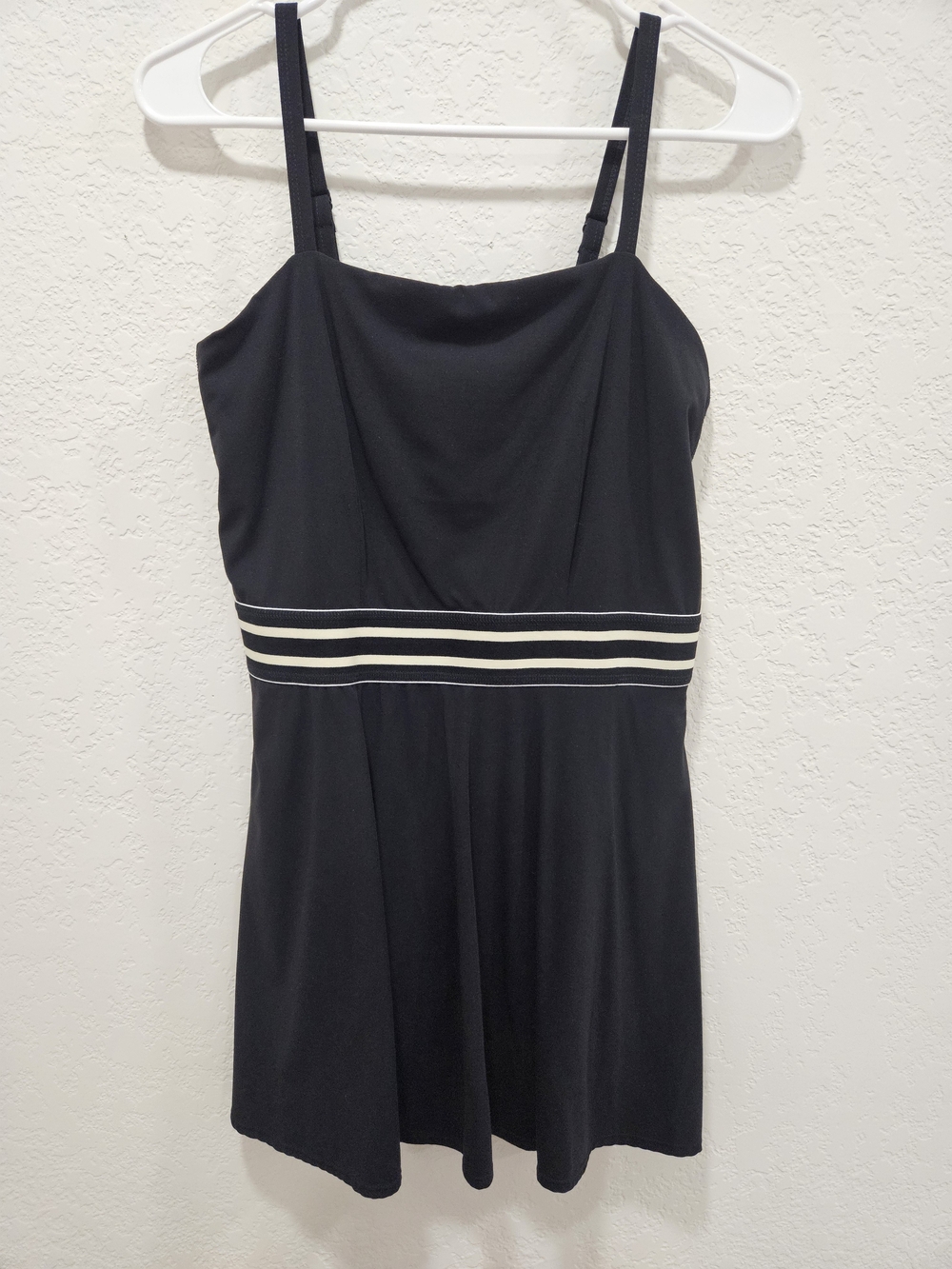 JoyLab Black Dress / Romper with White Black Waistband And Built-in Shorts